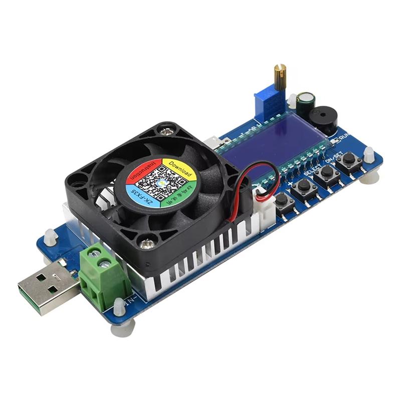 Top Deals Adjustable Resistor Battery Capacity Tester FX35 5A 35W Electronic Load Tester USB Power Tester LCD Display