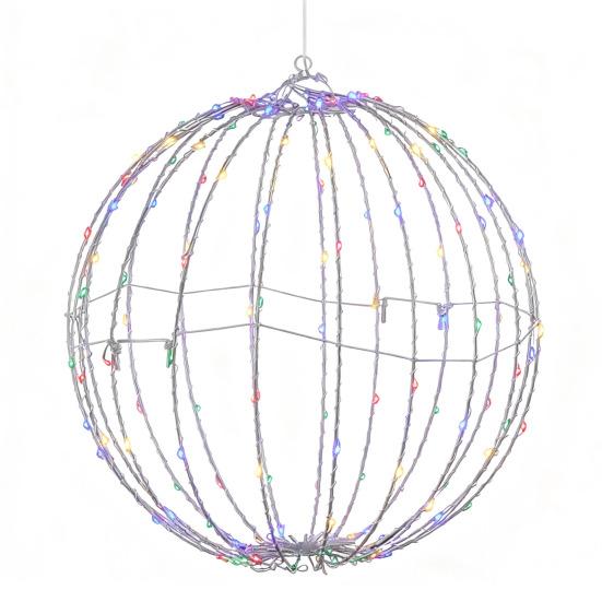 Рождественский светодиодный шар Складной большой светящийся шар для елки Металлический каркас Сферический светильник для внутреннего и наружного оформления Сад Патио Декор