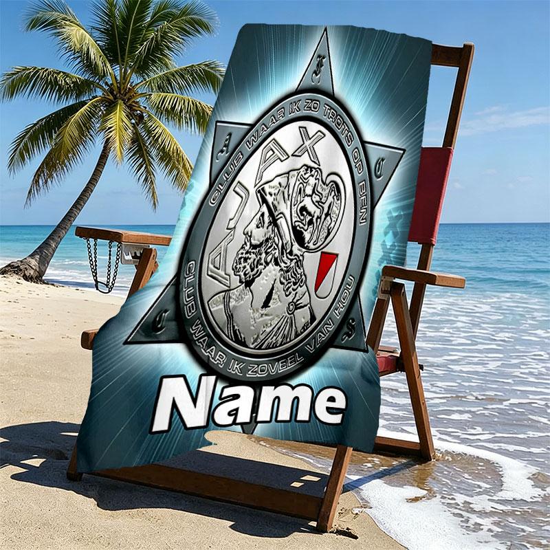 Custom Name Personalized Ajax Print Beach Towel, for Trip Camping Beach Party Home Decor, Birthday Gift for Family & Friends