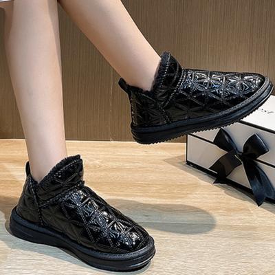 2024 Высококачественная женская обувь Зимние плюшевые теплые женские ботинки без застежек Однотонные круглые носки на низком каблуке Лаконичные зимние ботинки