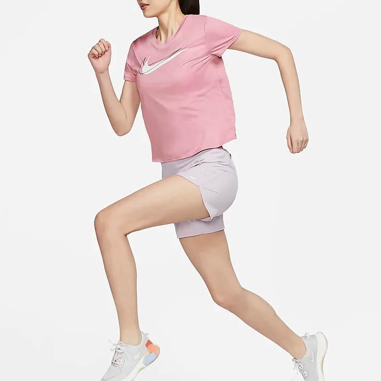 Nike Футболка с коротким рукавом и принтом логотипа, быстросохнущая, женская, розовая DR7570-630