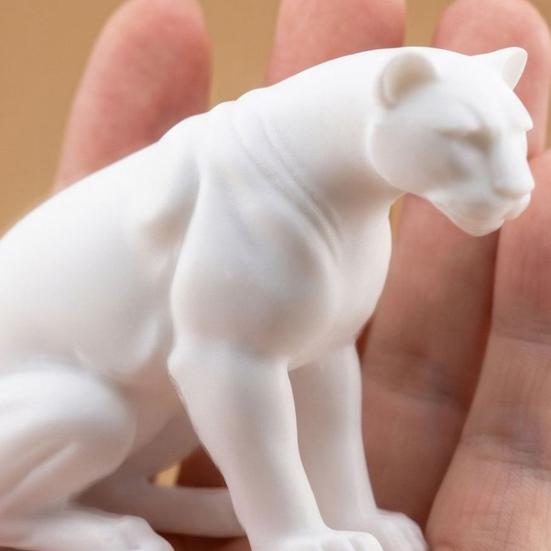 Фигурка Пантеры 3D Печать Черно-Белая Фигурка Дикой Природы Коллекционная Скульптура Животного для Украшения Дома Офиса Стола