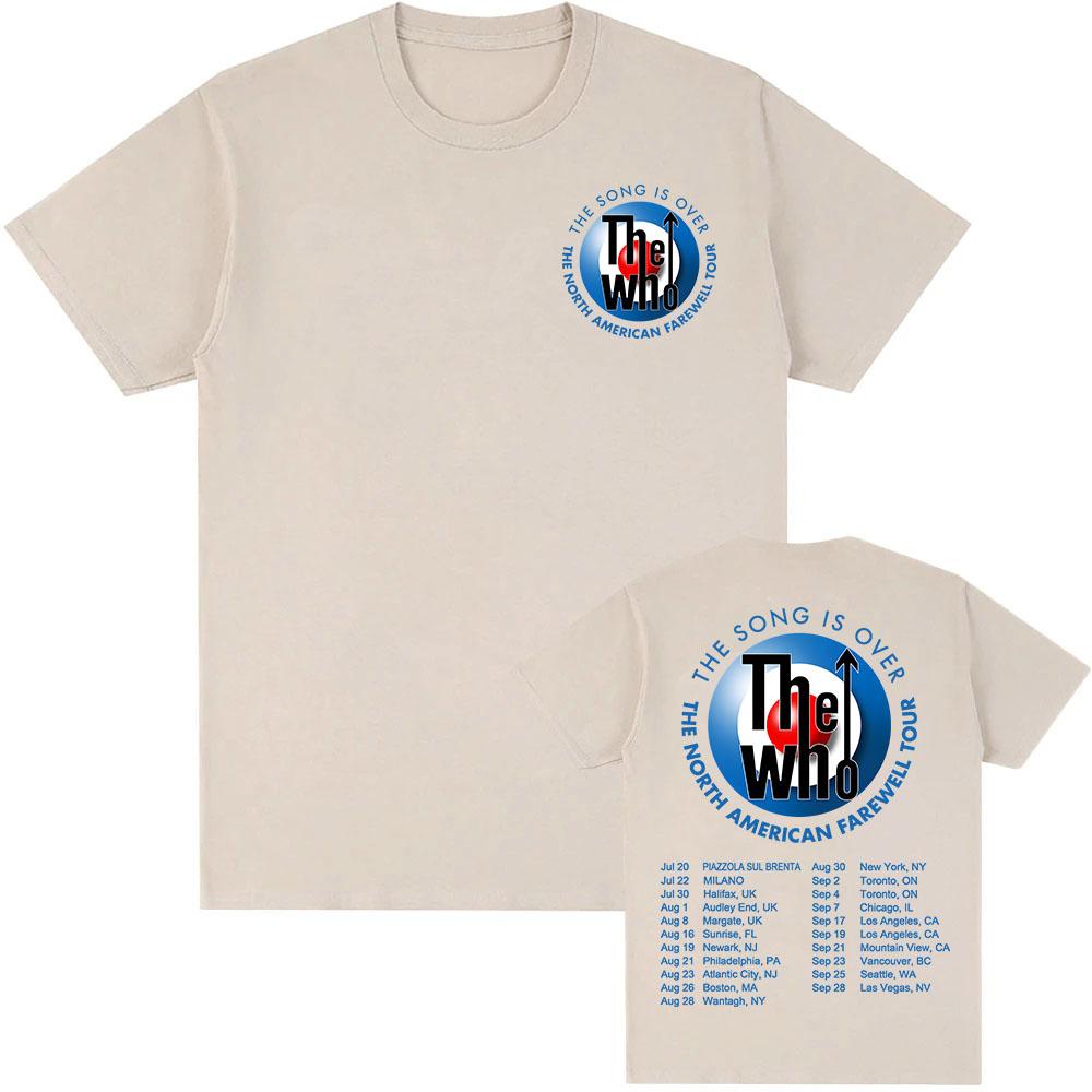 The Who The Song Is Over Tour 2025 Футболка Графическая Футболка Рок-группы Унисекс Уличная одежда Хлопок Мужская Женская Футболка С принтом Одежда Футболка