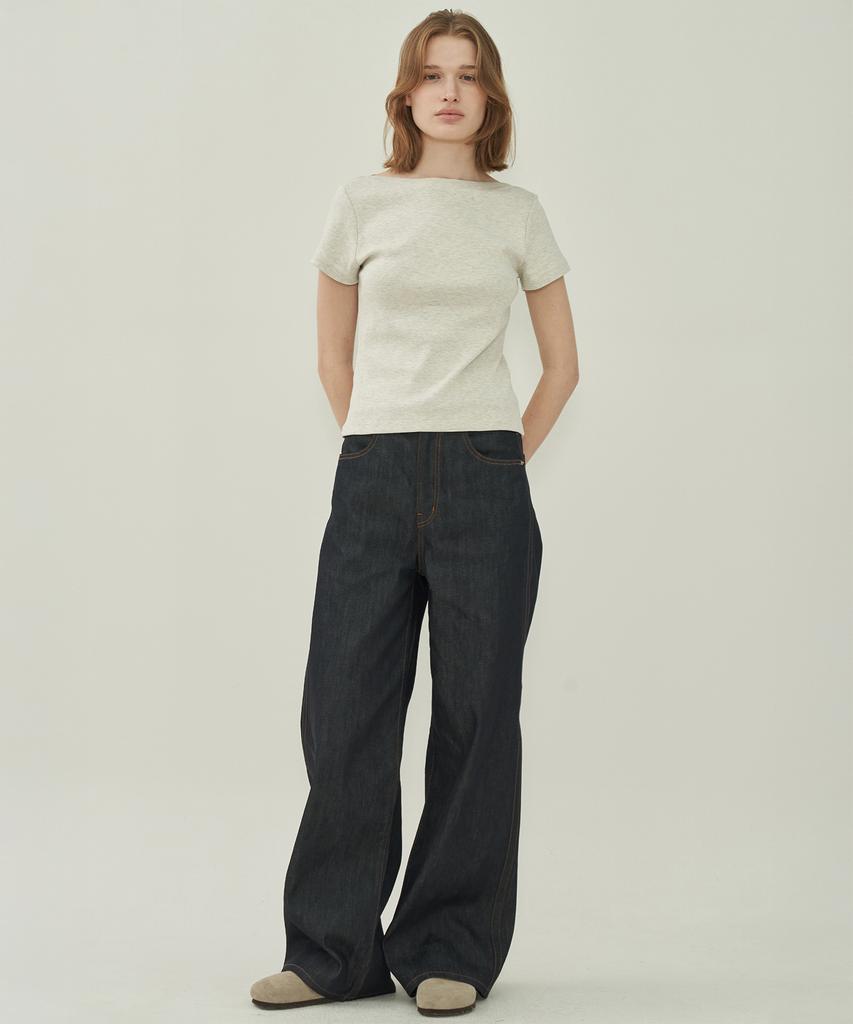 MOTT Boat Neck T-Shirt - Oatmeal