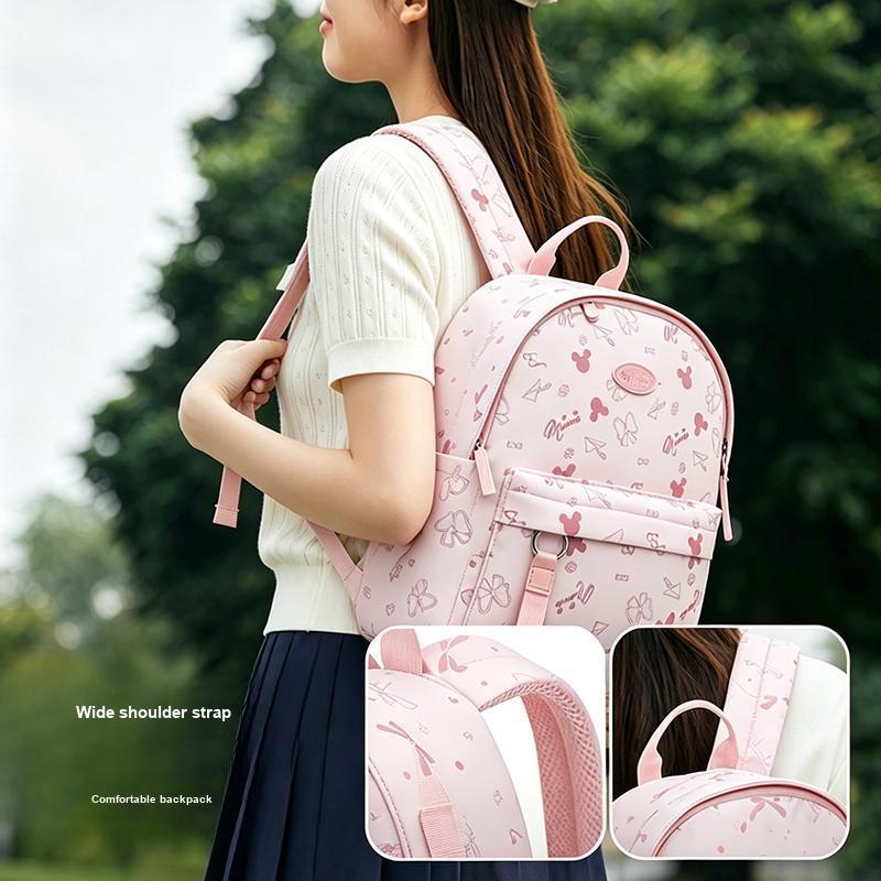 Disney Spring Lightweight Travel High-Quality Printed Casual Fashion Versatile Trendy College Student Backpack Women backpack Pink DHF62466L