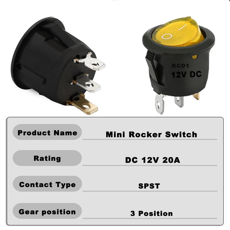 8 шт. Вкл/Выкл 3-контактный 2-позиционный защелкивающийся 20A 12V Красный светодиод Круглый лодочный тумблер со светодиодом Для домашнего DIY замены