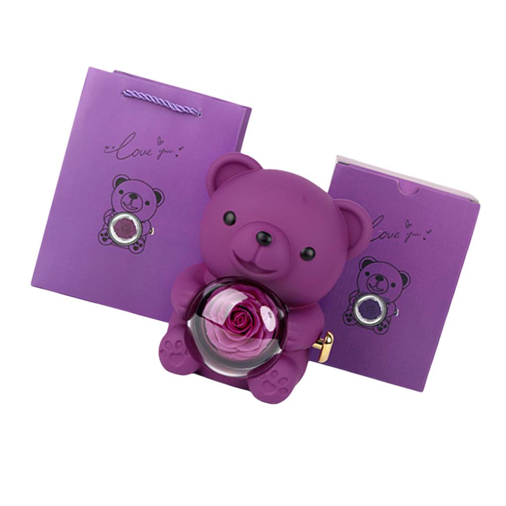 Подарочная коробка Romance Bear с консервированной розой, элегантная для Дня святого Валентина, Дня матери, свадеб, годовщин, различных цветов