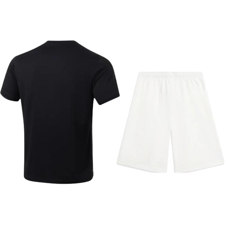 Li-Ning Простая фитнес быстросохнущая дышащая футболка с круглым вырезом и коротким рукавом, повседневный спортивный комплект, унисекс, топы ATSU817-1+AKST593-7