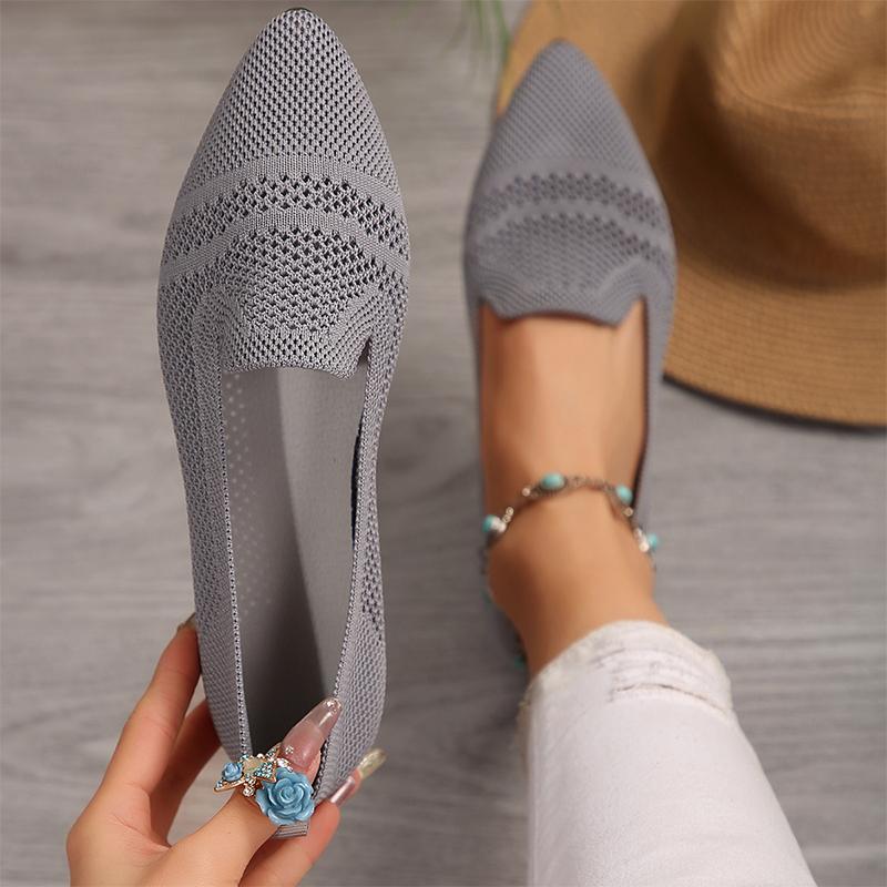 Модные женские туфли с острым носком на плоской подошве, вязаные повседневные туфли 2024 года, удобные туфли-лоферы для прогулок, новые женские туфли Zapatillas