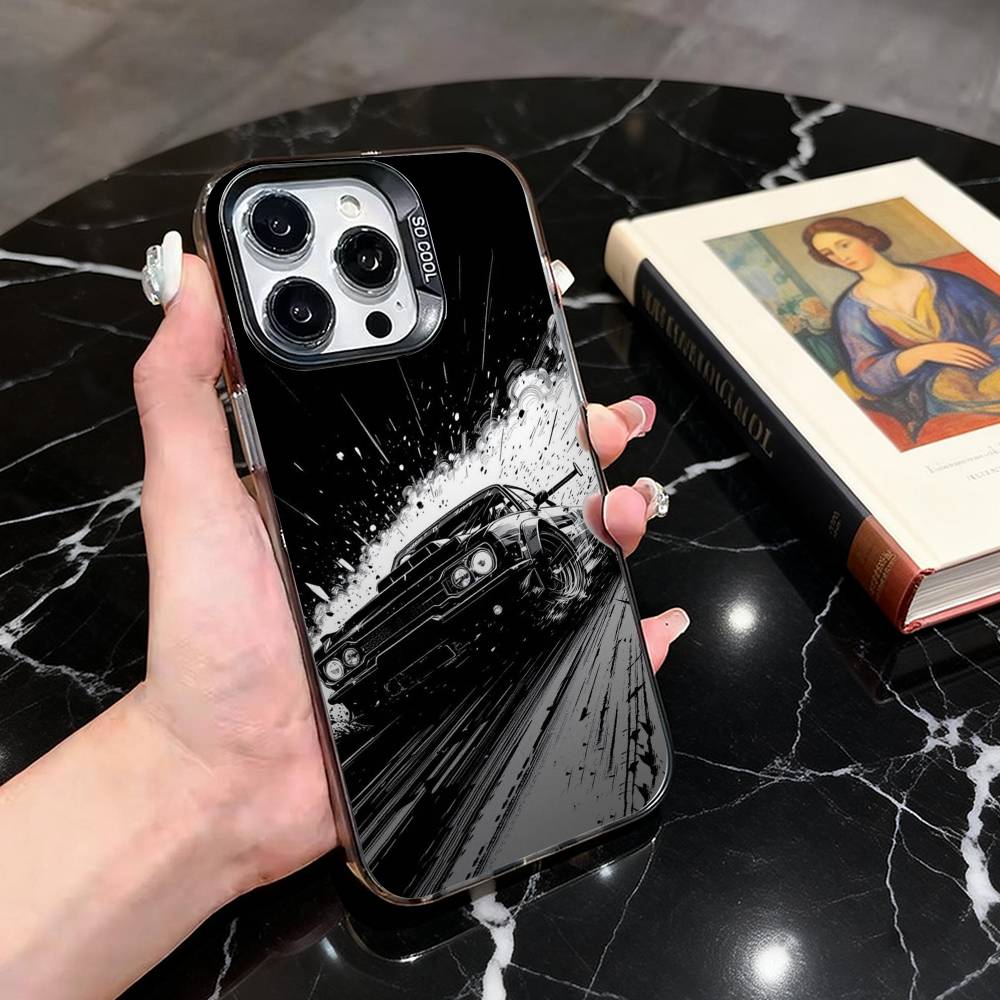 Чехол для телефона JDM Автомобиль Tokyo Drift Для iPhone 17,16,15,14,13,12,11 Plus,Pro Max,XS,Красочный Серебристый Чехол для телефона Funda Cover