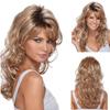 Synthetic Long Curly Wig Dark Root Ombre Brown Blonde Hair Wig with Bangs for Women Natural Soft Cosplay Party Heat Resistant Wig