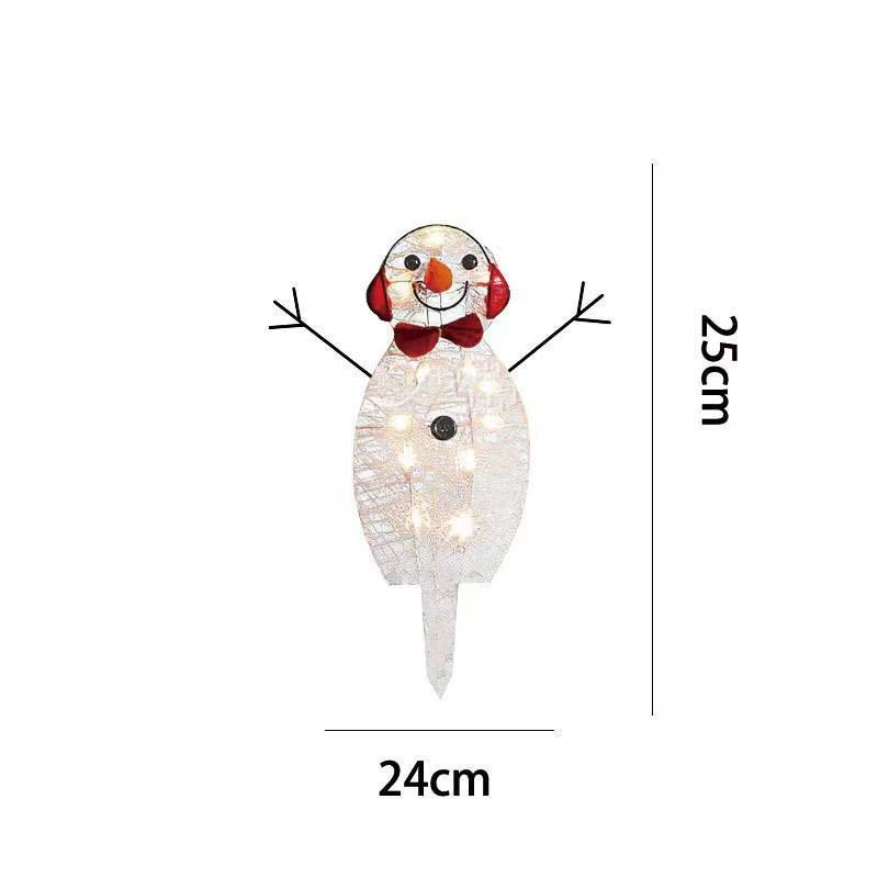 Inserted 2d Snowman Led Lamp With Cartoon Style For Festive Garden Display And Outdoor Decor