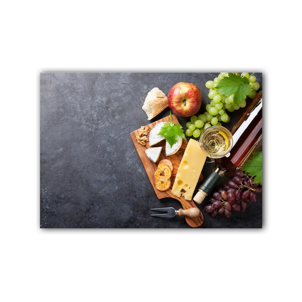 Овощи Фрукты Здоровая кухня Еда Холст Картина Греп Сыр Плакаты Печать Настенные картины Ресторан Столовая Декор