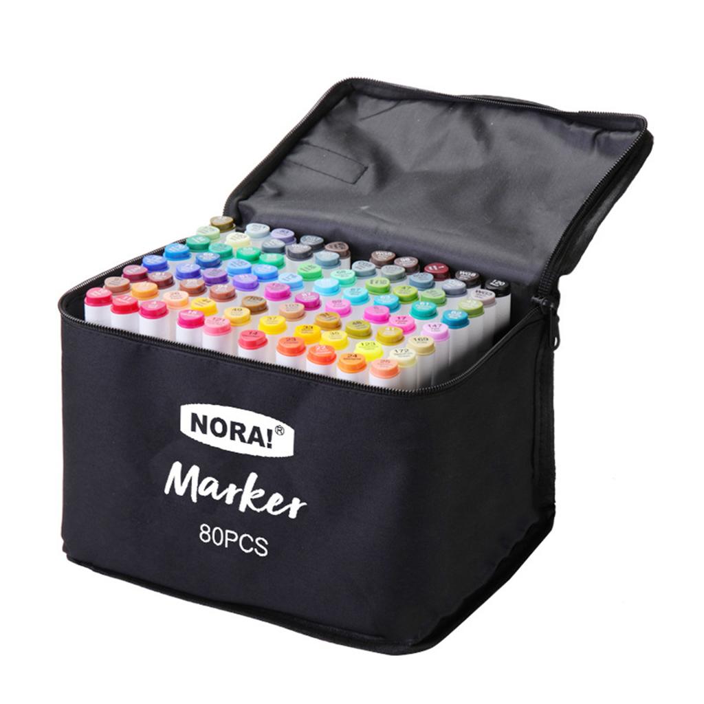 Набор спиртовых маркеров 30/40/60/80 цветов, цветные ручки с двойным наконечником, тонкие художественные маркеры, упакованные в тканевый мешочек