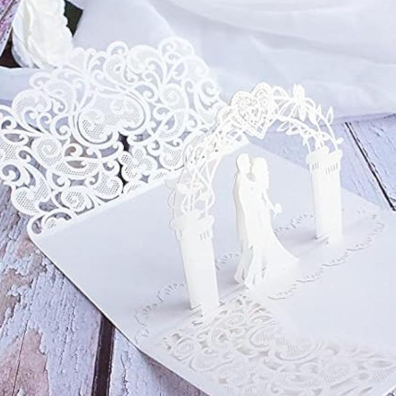 10 Pack 3D Pop Up Cards with Unique Bride & Groom Holding Hand Design Wedding Invitations Anniversary for Bride and Groom In Wedding Party