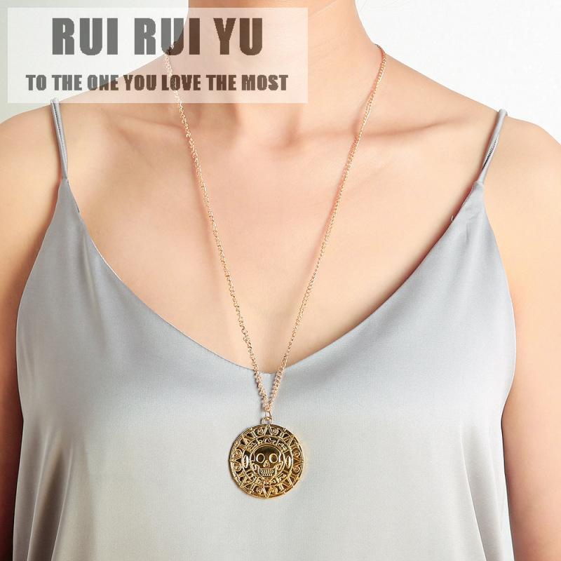 RUI RUI YU мужское и женское ожерелье, золотая монета, кулон в форме черепа, золотое ожерелье из сплава