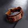 Мужской браслет, регулируемый широкий мягкий плетеный браслет из искусственной кожи в стиле ретро, ​​браслет-манжета с головой животного