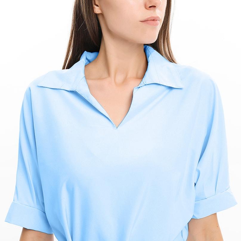 Women Shirt Dress Summer Loose Tunic Ladies Turn-Down Collar Casual Sexy Dresses