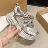 Fashion 2025New Breathable Vulcanized Shoes Women Casual Platform Sneakers Summer Thick Bottom Low Top Large Jogging Shoes