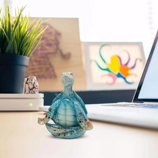 Статуя Черепахи Смола Сидит в Медитации Фигурка Черепахи Медитирует Дзен