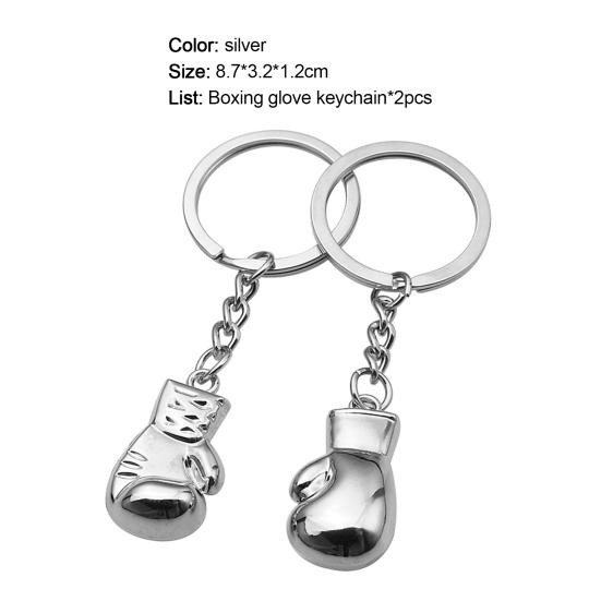2Pcs Special Collections Boxing Gloves Keychain Anti-oxidation Practical Creative Metal Mini Boxing Gloves Keychain