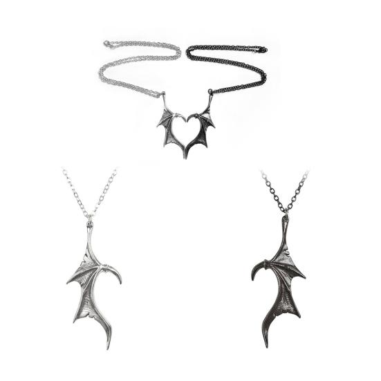 Парное ожерелье Личность Готический Панк Стиль Ретро Крыло Дьявола Форма Сердца Любви Подвеска Ожерелье Ювелирное Изделие Аксессуар