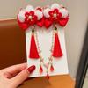 Hanfu Headwear Chinese Style Red Barrettes Forehead Chain Ancient Style Hair Clip  Festival