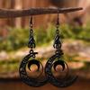 1 пара готических черных серег-подвесок в форме летучей мыши и полумесяца с полым узором, элегантные серьги-полумесяцы, женское ювелирное украшение, подарок