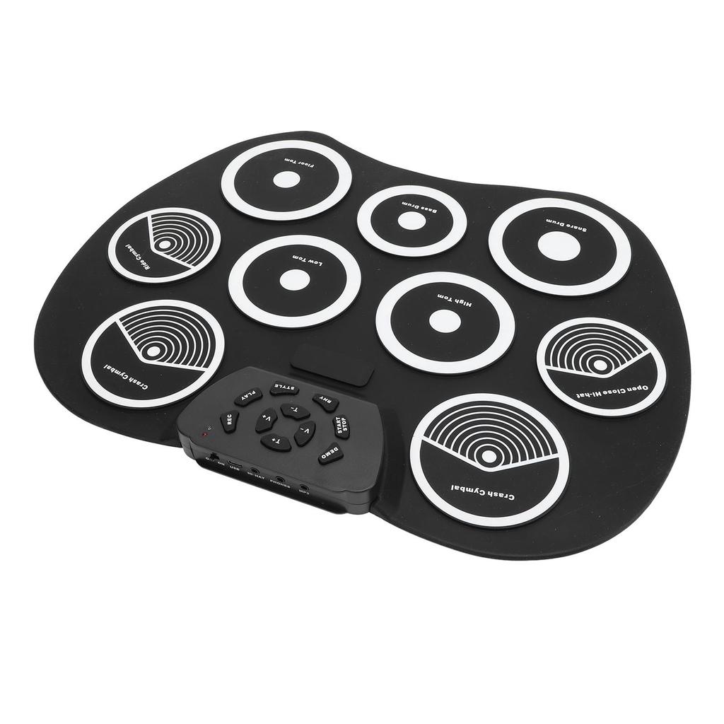 Электронная ударная установка с 9 пэдами для практики, разъем 3,5 мм, силикон, 7 тонов, 10 ритмов, 10 демонстрационных песен