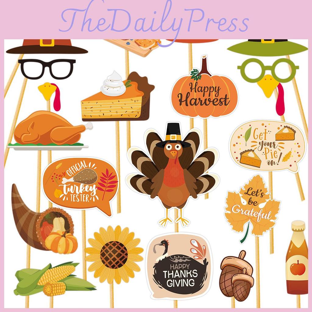 Holiday Party Photo Booth Props For Thanksgiving Day With Turkey Design For Family Gatherings