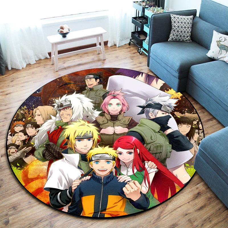 Famous cartoon NARUTO protagonist Uzumaki Naruto round carpet soft home decoration anti-slip door mat outdoor picnic mat carpet M4