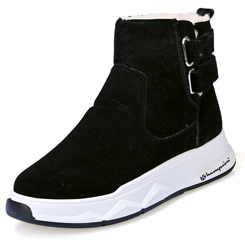Men's High Top Winter Boots 2024 - New Velvet-Lined Cotton Snow Boots with Thick Soles and Belt Buckle Design