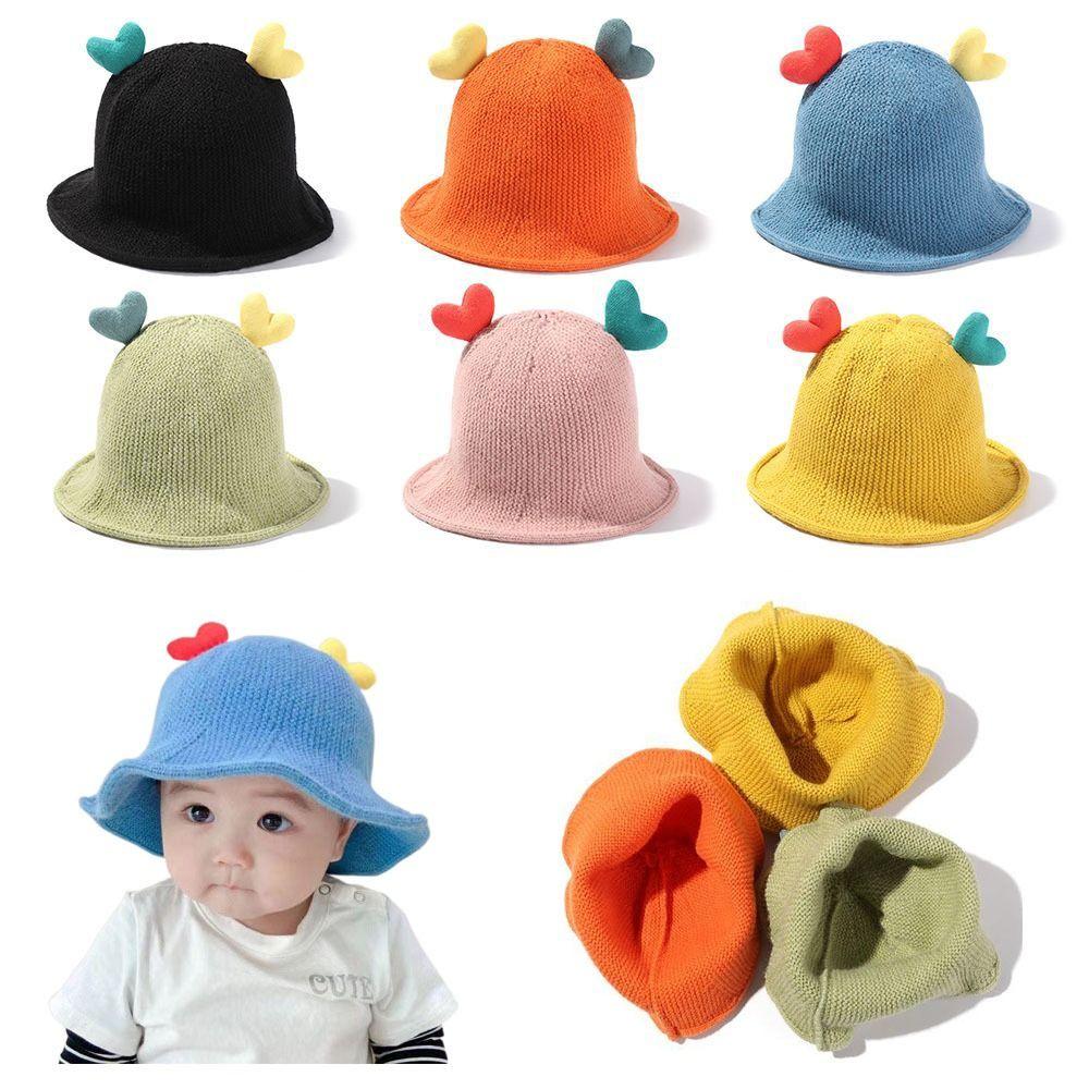 Cute Bucket Hat Warm Baby Children Fisherman Hat Knitted Hat Newborn Cap  Outdoor