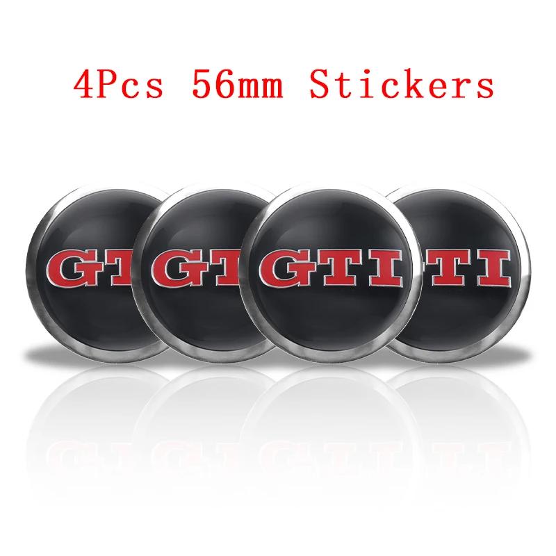 VW 4Pcs 55mm 56mm 60mm 65mm Car Wheel Center Hub Cap Volkswagen Golf GTI R-Line R Polo T5 Passat Rim Cover Stickers Accessories