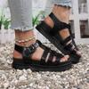 Fashion Women Platform Sandals 2025 New Casual Flats Shoes Thick Bottom Flat Roman Strap Beach Shoes Women Summer Roman Style Sandals