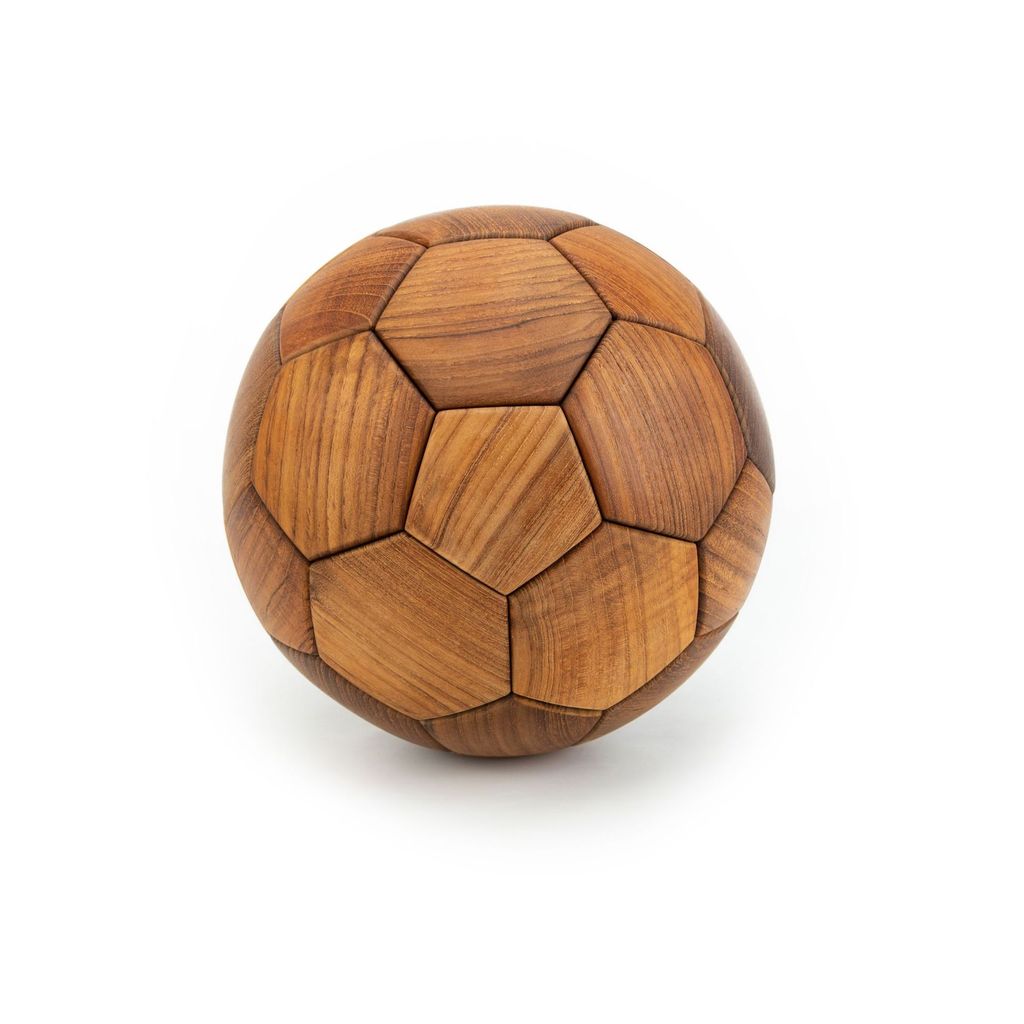 Teak Wood Soccer Decor With Traditional Joinery For Childrens Room And Gift
