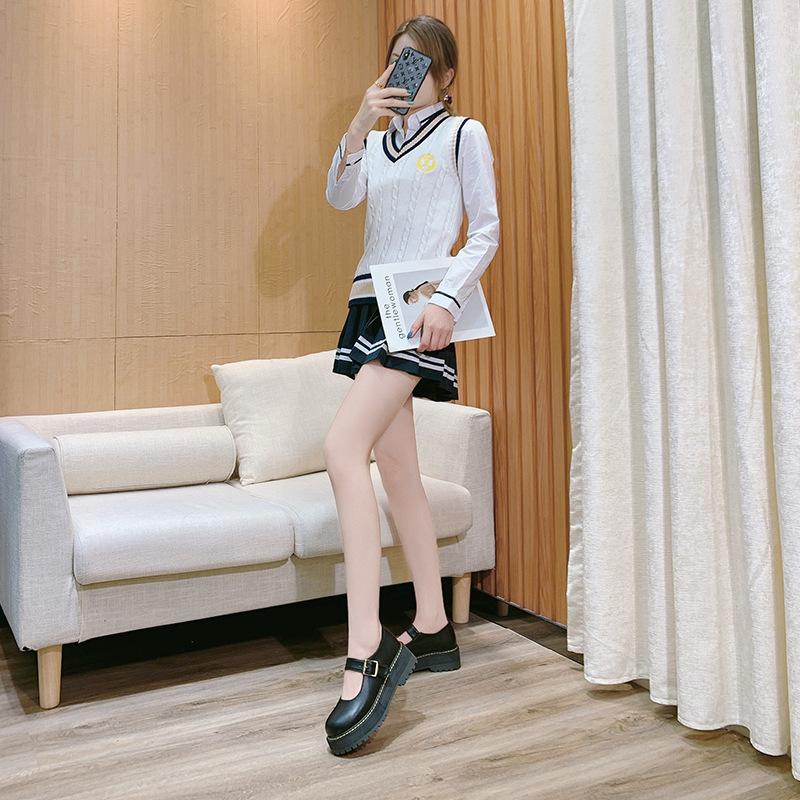 2021 японская школьная обувь для девочек, женские туфли на плоской подошве на платформе, Jk, униформа Мэри Джейн с ремешком на щиколотке, студенческие женские размеры 34–43