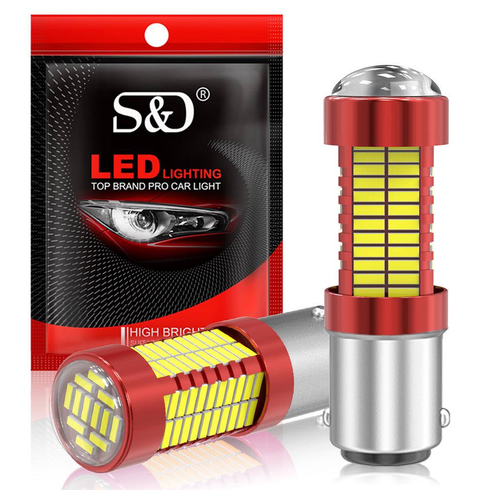 2Pcs 1156 BA15S BAU15S 1157 BAY15D P21W P21/5W PY21W 108SMD 4014 Car Led Turn Signal Lights Brake Tail Lamp Auto Rear Reverse Bulbs White Red Yellow