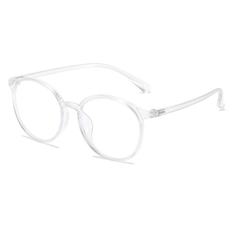 Anti-Blue Flat Glasses Hinge Frame Trendy Plain Face Small Retro Round Glasses Frame Simple