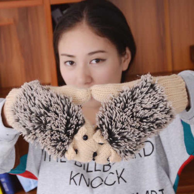 Женские меховые перчатки без пальцев для девочек, вязаные шерстяные варежки, наручные зимние женские перчатки, мягкие варежки