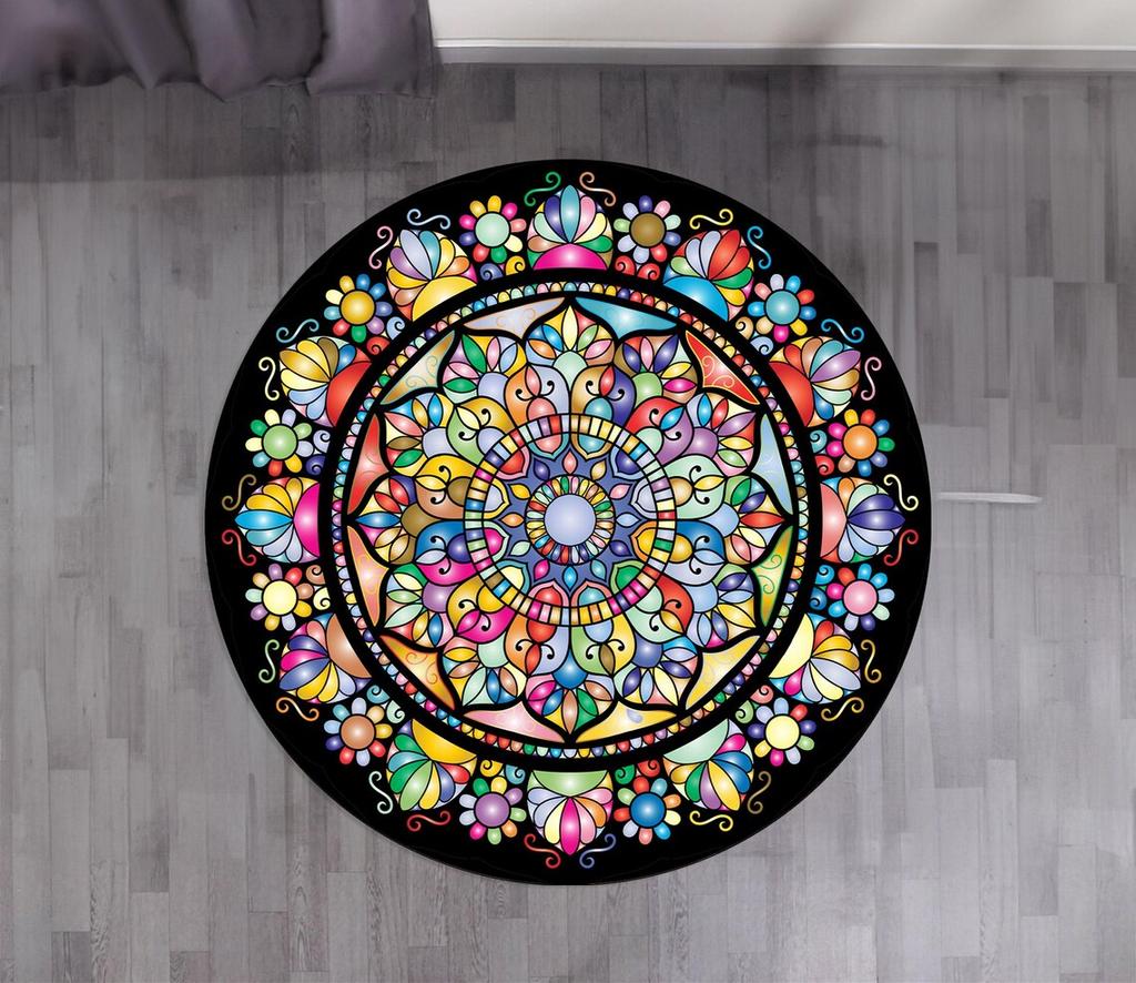 Красочный ковер-мандала круглой формы, моющийся коврик для спальни, вращающийся коврик для пола для кресла, коврики для пола для спальни, гостиной, забавные коврики для детской комнаты