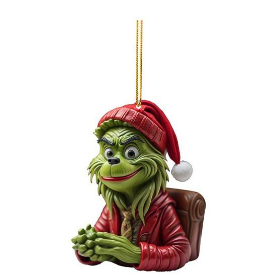 Зеленый Эльф Рождественская Елочная Игрушка 2D Плоский Акриловый Шар для Зеркала Заднего Вида Автомобиля Мультяшный Эльф Рождественская Елка Подвеска для Праздничной Елки Окна Настенный Декор