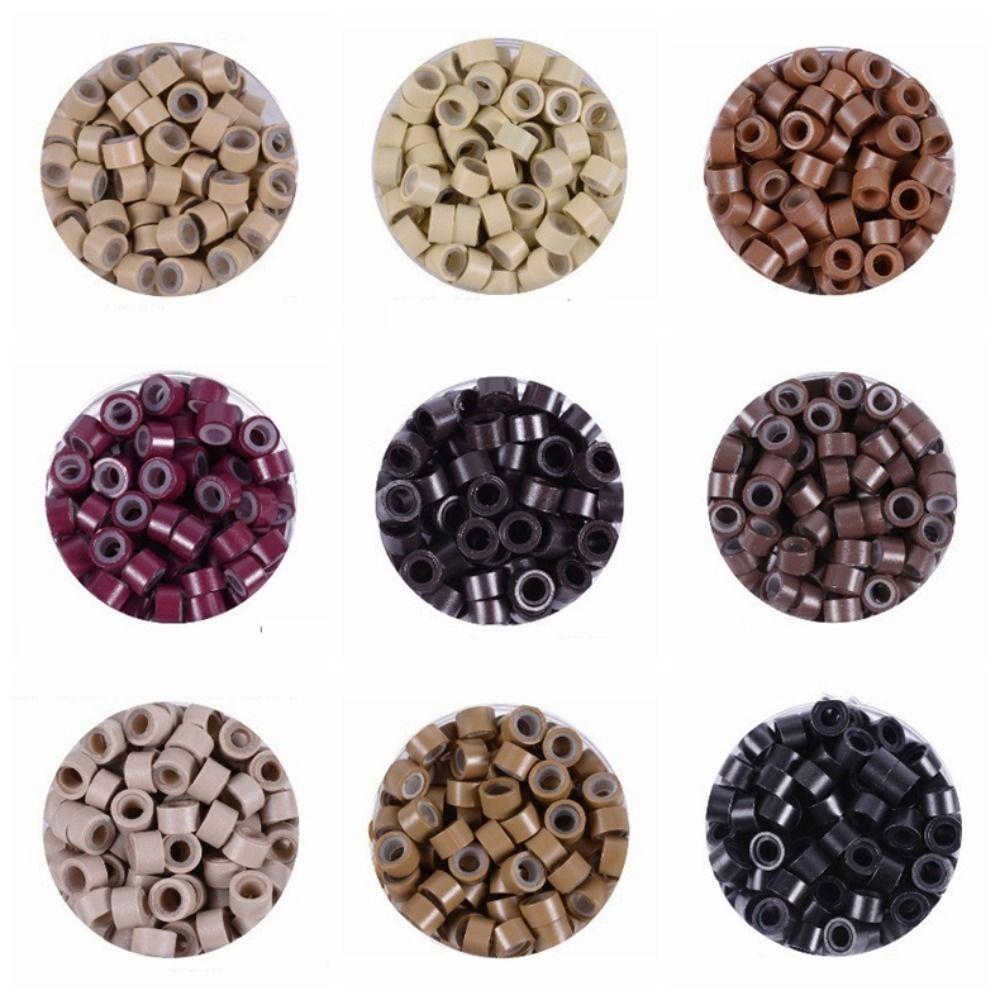 100 шт. колечки для волос микро-связующие звенья обжимные бусины кольца бусины микро-силиконовые кольца с подкладкой