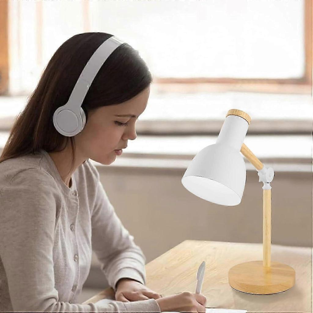 Table Lamp, Adjustable Wooden Table Lamp, Children's Desk Lamp for Bedroom, Living Room, E27 Base Reading Next LampWith light bulb