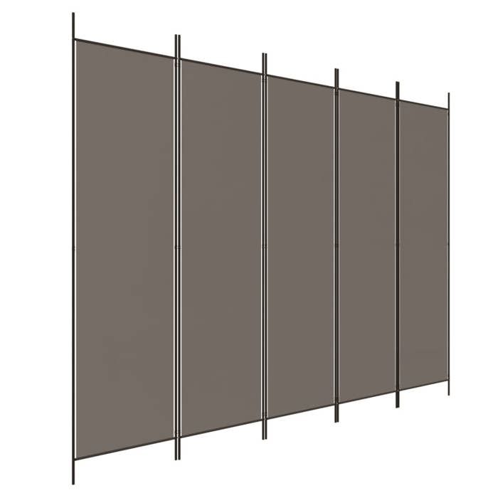 350204 vidaXL Room Divider 5 Panels Anthracite 250x220 Cm Fabric