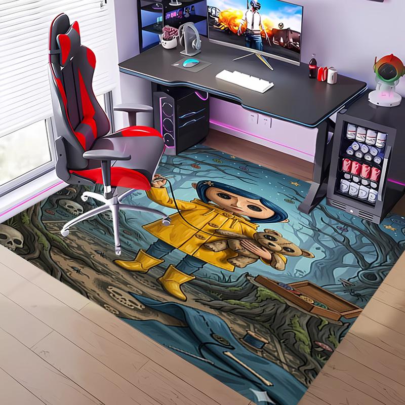 1pc Coraline Entrance Mat, Non-Slip Mat Area Rug,Room Decor, Outdoor Decor, Kitchen Rug,Doormat - Machine Washable, Easy to Clean