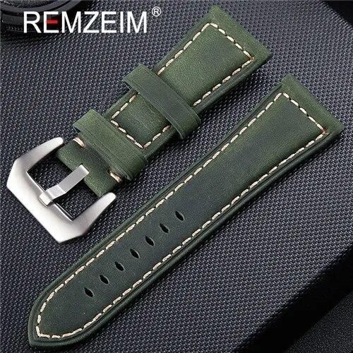 Handmade 4 Color Watch Accessories Vintage Genuine Crazy Horse Leather 20mm 22mm 24mm 26mm Watchband Watch Strap & Watch Band