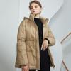 Пуховик женский средний и длинный зимний новый воротник-стойка дизайн чувствительная талия и тонкий белый утиный пух теплая куртка прилив