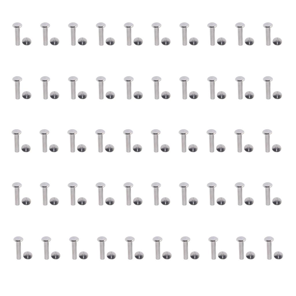 50 пар Набор заклепок M5 из нержавеющей стали с плоской круглой головкой и двойной шляпкой, трубчатые заклепки для одежды, ПУ кожи