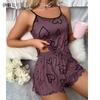 Night Wear Women Sexy Heart Print Contrasting Pajama Set Student Suspender Loungewear Sleeveless Top Shorts Fancy Sleepwear